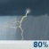This Afternoon: A chance of showers and thunderstorms, then showers and possibly a thunderstorm after 3pm. Some of the storms could be severe.  High near 81. South wind around 6 mph.  Chance of precipitation is 80%. New rainfall amounts between a quarter and half of an inch possible. 